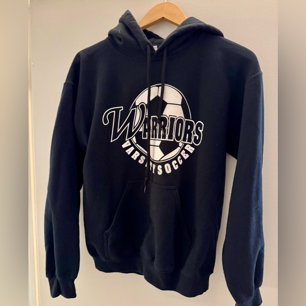 Varsity soccer hoodie. Size women’s small. Blue and white